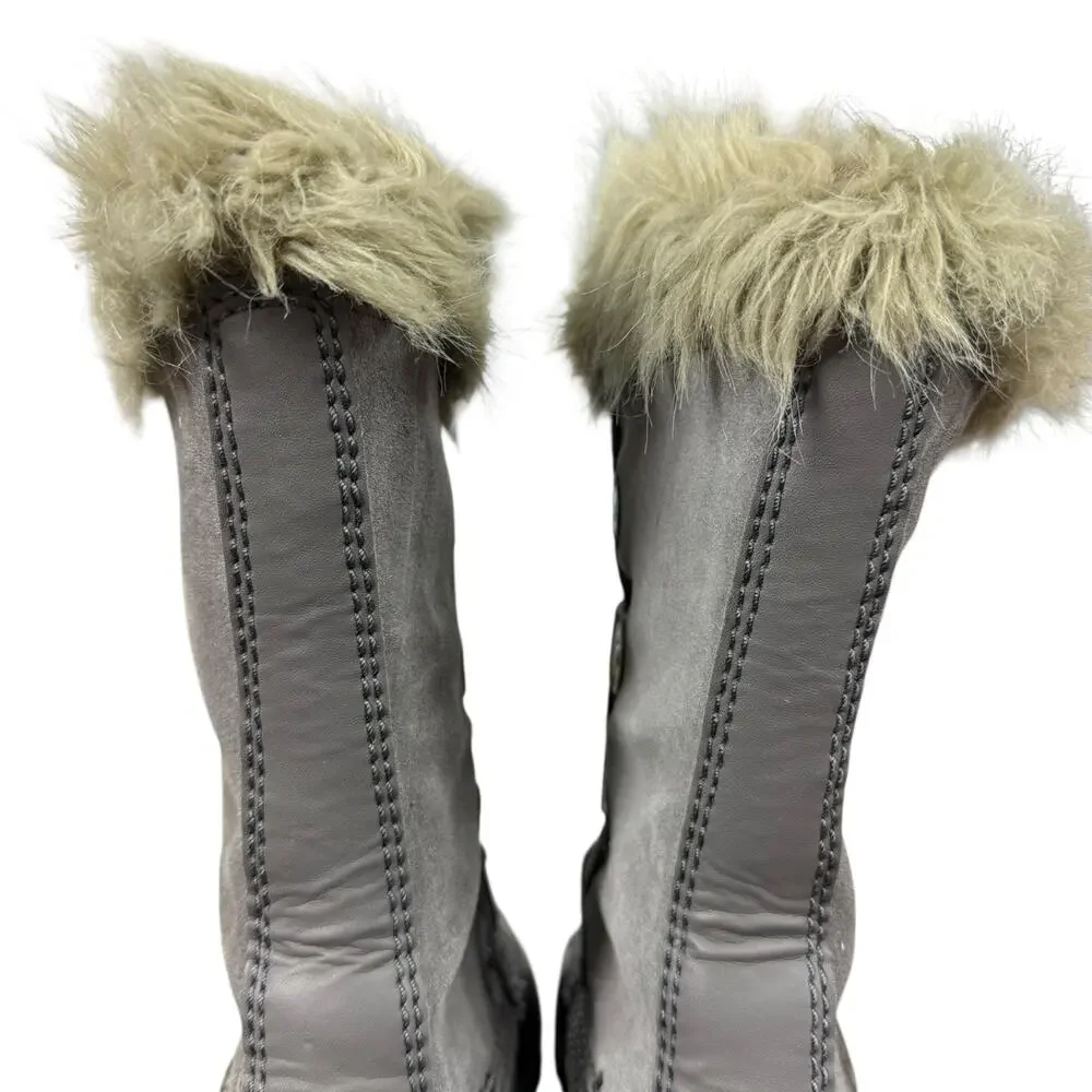 Sorel Joan of Artic Snow Boots Faux Fur Lace Up Winter Shoes Kids Youth sz 4